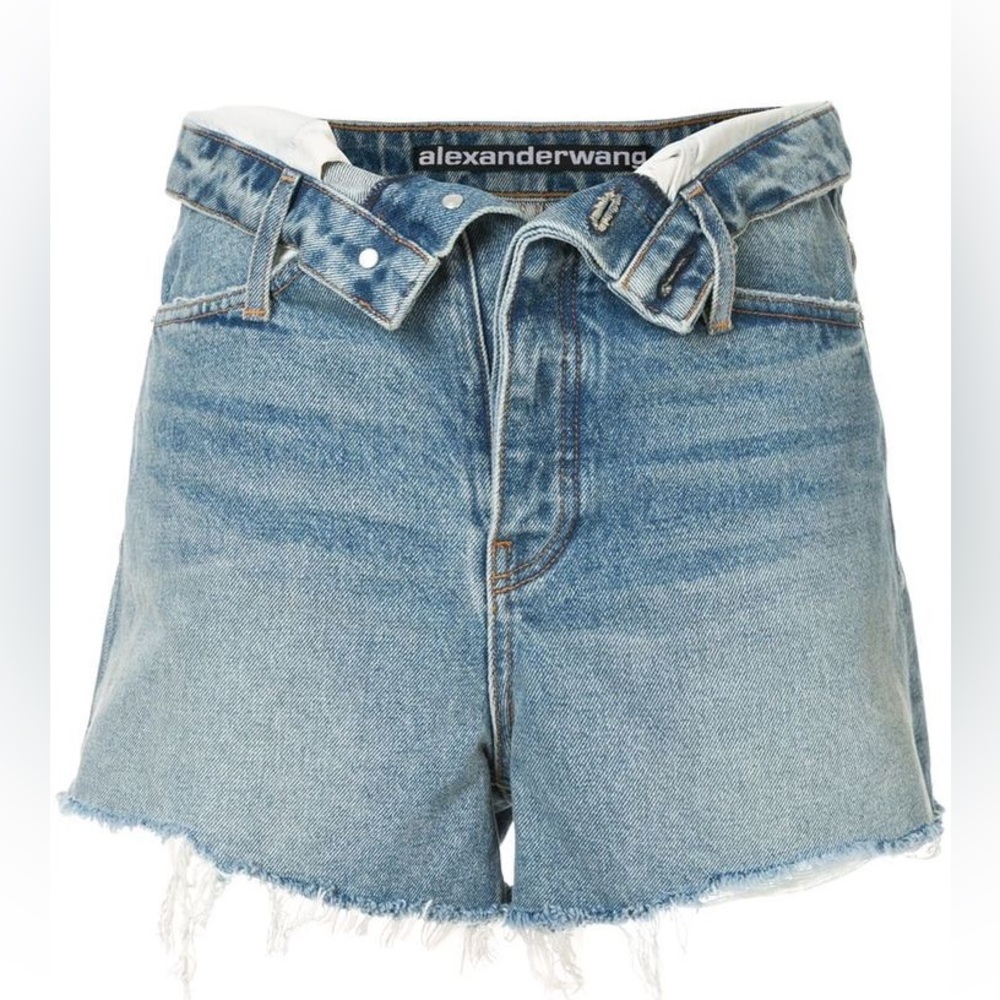 Alexander Wang High Waist Folded Denim Shorts